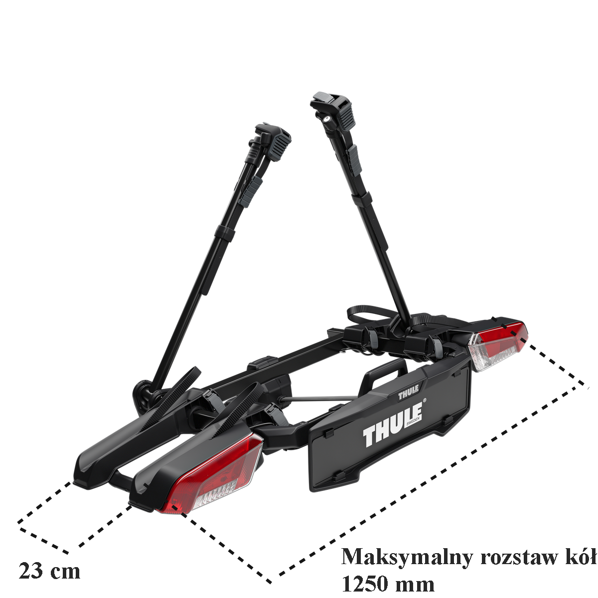 Thule OutPace — rozstaw kół do 1250 mm i odstęp 23 cm